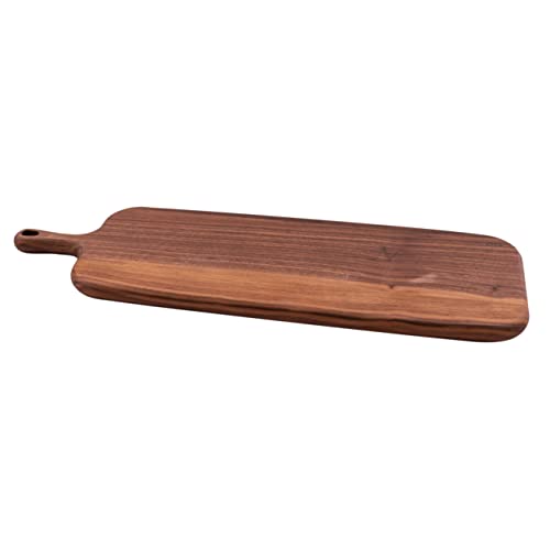 Point-Virgule Planche à découper en bois de noyer, avec manche, parfaite pour servir des apéritifs et du fromage, bois long, 37 x 16,5 cm