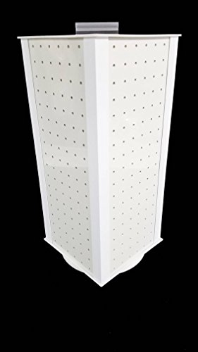 Playwin All White 4-Sided Revolving Pegboard Countertop Display (19 x 8.5 Inches)
