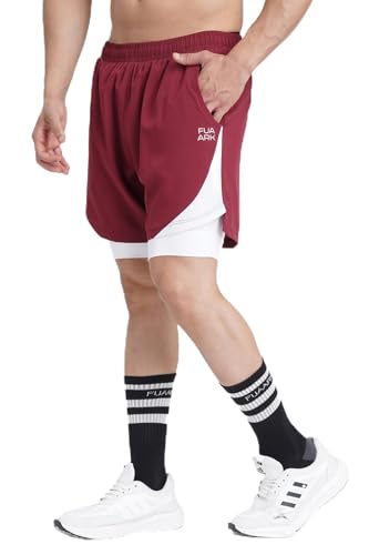 Image of FUAARK 2 in 1 Compression Shorts for Men for Gym, Sports, Running & Cycling Activities with Pocket