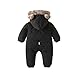 New Upgraded Baby Winter Outdoor Activities Snowsuit Kids Fashion Thicken Quilted Thermal Toddler Infants Hooded Snow Suit（Black,6-12 Months）