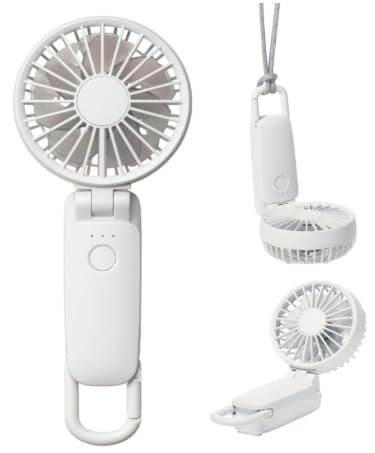 リズム(RHYTHM) ハンディファン 2025 大風量 静音 3WAY (手持ち 首掛け 卓上) [国内メーカー] 風量5段階 Type-C対応 カラビナ＆ストラップ付き 小型 携帯扇風機 Silky Wind Mobile 3.2 ライトグレー (オフホワイト) 9ZF040RH08のサムネイル