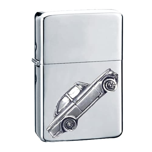 Briquet Stiletto Ref243 effet étain avec gravure de voiture classique