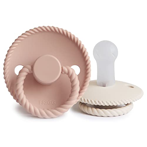 Image of Frigg Rope SilkySoft Silicone Baby Pacifier | Made in Denmark | BPA-Free (Blush/Cream, 6-18 Months)