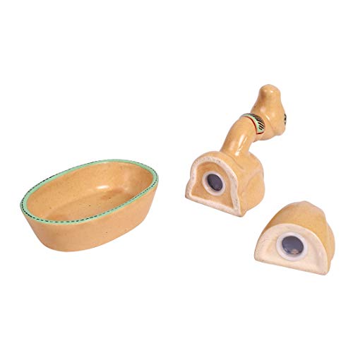 Image of Aakriti Art Creations Ceramic Salt & Pepper Dispenser Set with Tray | Handcrafted Modern Art Dining Table Shaker Set | Kitchen Salt Pepper Organizer | Kitchen Decoration Items Stylish