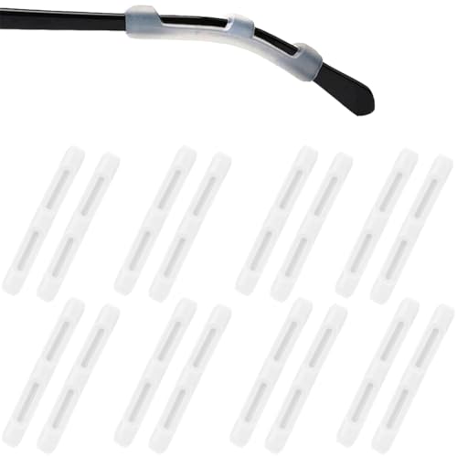 JEYORZY 8 Paires de Couvre-têtes en Silicone, Crochets d'oreille, Couvre-temples, Anti-glisse pour Lunettes, Blanc, Silicone 100%