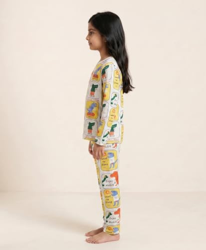 Image of Anthrilo Pure Cotton Printed Pyjama Set for Girls | Sleepwear | Night Suit, Night Wear | Long Sleeves T-Shirt & Pyjama | Regular Wear | 0-14 Years