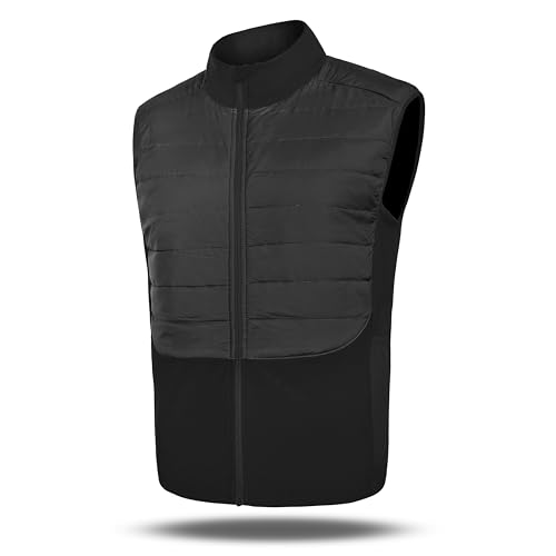 Image of Sparx Men's Lightweight Cycling Vest, Hiking Winter Quilted Vest, Water Resistant Warm Outerwear Vest (Black, L)