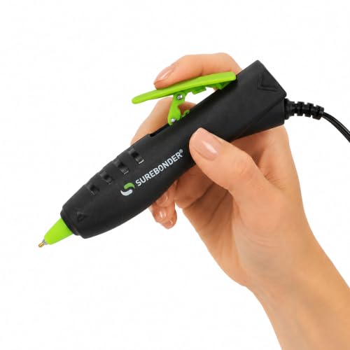 Surebonder GP-100F Ergonomic Detail Tip Mini-Size Hot Glue Pen for Precision Crafting and Repairs 10 Watts Corded Black