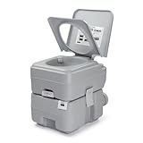 VINGLI Portable Toilet for Camping, 5.8 Gallon Capacity with Carry Bag, Camping Toilet with Detachable Waste Tank for Adult, Heavy Duty HDPE Construction for Outdoor Travel (Grey, 5.8 Gal)