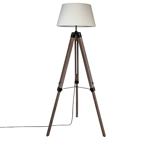 Lampadaire trépied 'Runo' - bois et ivoire H145 cm - Atmosphera créateur d'intérieur