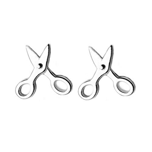 Small Unique Studs Earrings for Women Teen Girls Men Boy S925 Sterling Silver Cute Scissors Tiny Shears Safety Pin Earrings Hypoallergenic Post Fashion Personalized Unisex Jewerly Gift for Best Friend