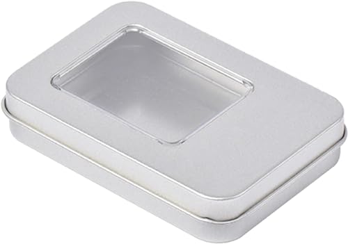 Image of 3.46 Inch Silver Metal Storage Box - Small Rectangle Organizer for Playing Cards, Jewelry, Candy, Keys, Gift Case, Travel Container, Compact Empty Tin for Game Pieces & Trinkets, 1 Pack