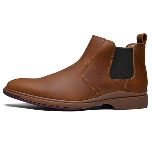Image of ArcBrothers Men's Chelsea Boots, Relaxed Fit Roomy Toe Box Design, Premium Leather Slip-on Ankle Boots, All-Day Comfort