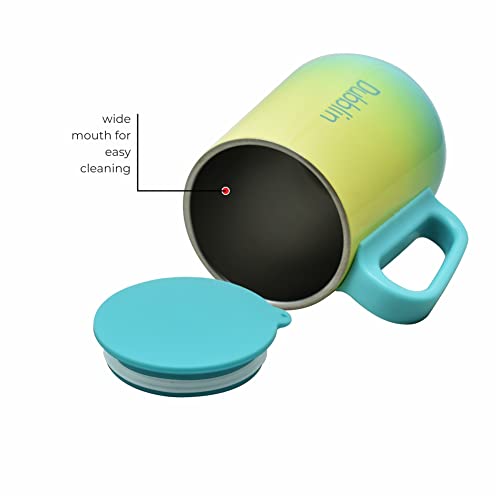 Image of DUBBLIN Rugby Stainless Steel Unbreakable Tea Coffee Mug Double Wall with Handle and Lid, Wide Mouth Mug Keeps Beverages Hot & Cold 270 ML Blue