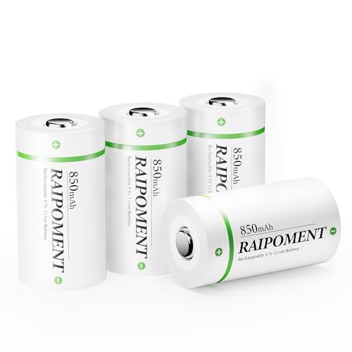Raipoment CR123A Lithium Batteries 850mAh CR123A Rechargeable Batteries 3.7V for Arlo Cameras VMC3030 VMK3200 VMS3330 3430 3530 and Flashlight Polaroid Microphone