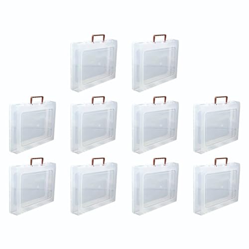 Image of Multipurpose Plastic Rectangular Storage Boxes with Locks and Handle Matte Finish for Saree, Laptop, Books (Set of 10, Dulhaniya)