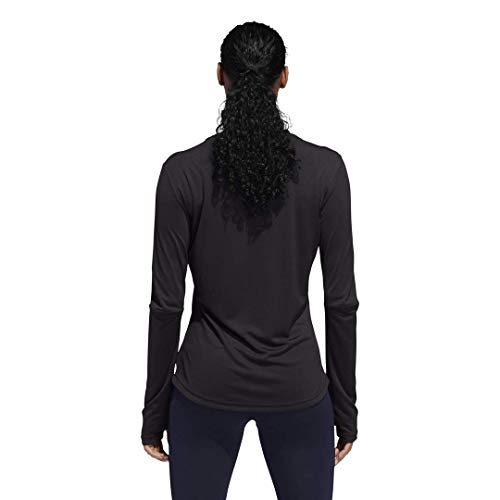 adidas Women's Own the Run Running Tee, Black/stripes, Large