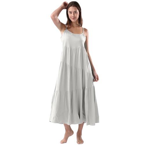 Image of Women Summer Spaghetti Strap Sleeveless Casual Flowy Beach Vacation 2025 Maxi Dress