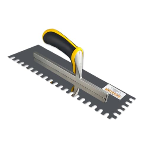 Evolution Desempenadeira Dentada P/Argamassa Piso Azulejo Cerâmica em Aço Inox Preto e Amarelo Profissional Cód 1601 - Original