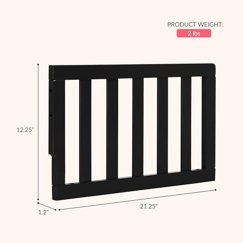 Image of Dream On Me Toddler Guard Rail for Convertible Crib, Solid Wood Bed Rail for Toddler Bed Conversion, Black