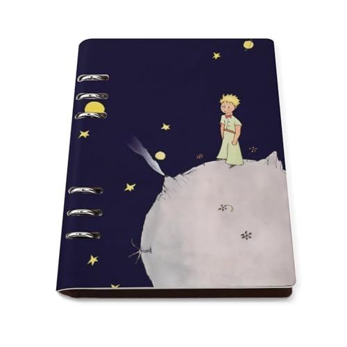 星の王子さま システム手帳 PU ノートメモ帳 バインダーノート A5サイズ 手帳 スケジュール帳 6穴 Pearlona レザー 日記帳 記録ノート ルーズリーフ式 詰め替え可 メモ帳 バインダーリング 文房用具 プレゼント 贈り物 子供 学生