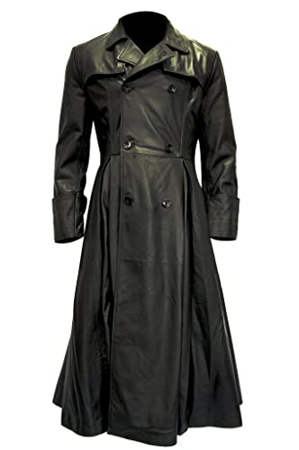 Men's Long Length Black Double Breasted Trench Coat Men - Full Length Winter Overcoat for Men
