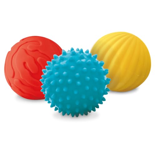 Ludi - 3 Balles Sensorielles Souples Texturées - Jouet D'Éveil Bébé - Dès 6 Mois - Développe Le Toucher, La Motricité Fine & Le Bien-Être - Diamètre :...