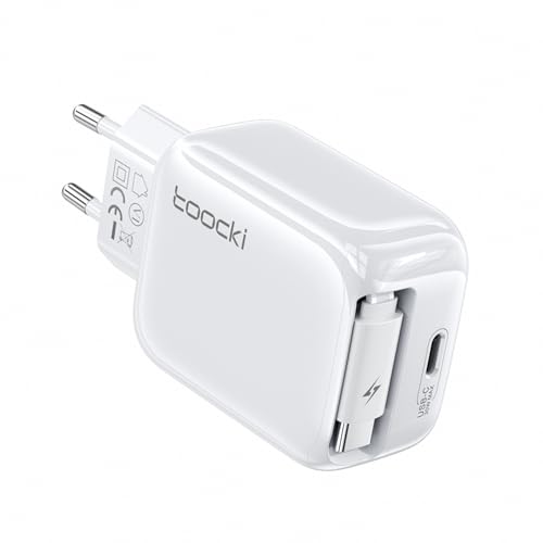 toocki USB C Ladegerät 30W GaN USBC Netzteil mit USB-C Port und 68cm Einziehbares Ladekabel, Reisen 2-in-1 Schnellladegerät Kompatibel mit iPhone 17/16/15Pro Max,Galaxy S25/24Ultra,Switch,Handys usw
