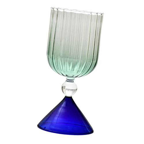 Duiaynke Fantástica copa de vidrio, copa de vino degradada, copa de postre, copas de vino, bodas, fiestas de cumpleaños o decoración de regalo para el hogar (azul)