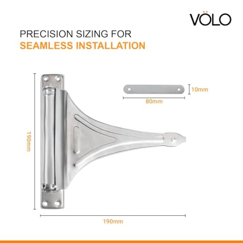 Image of VOLO Door Closer | Heavy Duty Automatic Door Closer | Adjustable Door Speed for Home Office Hotel & Commercial Doors | 1 Year Warranty | (Helical Chrome | 50 Kg Capacity | Spring)