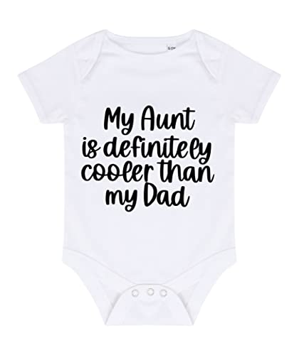 Miammo My Aunt is definitely cooler than my Dad (style one text) [BBY6] baby grow vest, 6-12 months, White