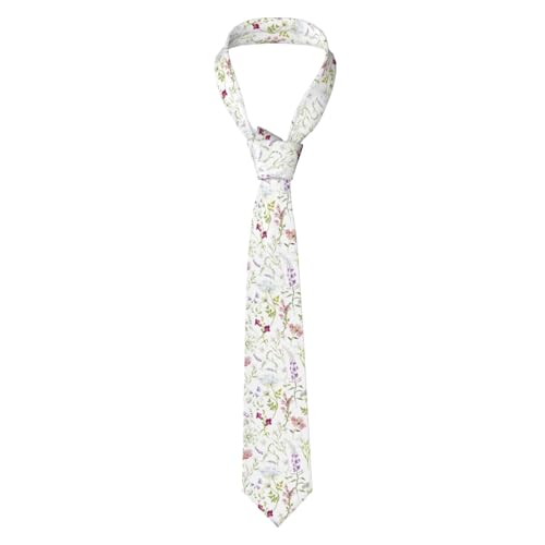 YOFIEN Corbatas de poliéster para hombre, corbatas finas con diseño de flores silvestres y acuarela