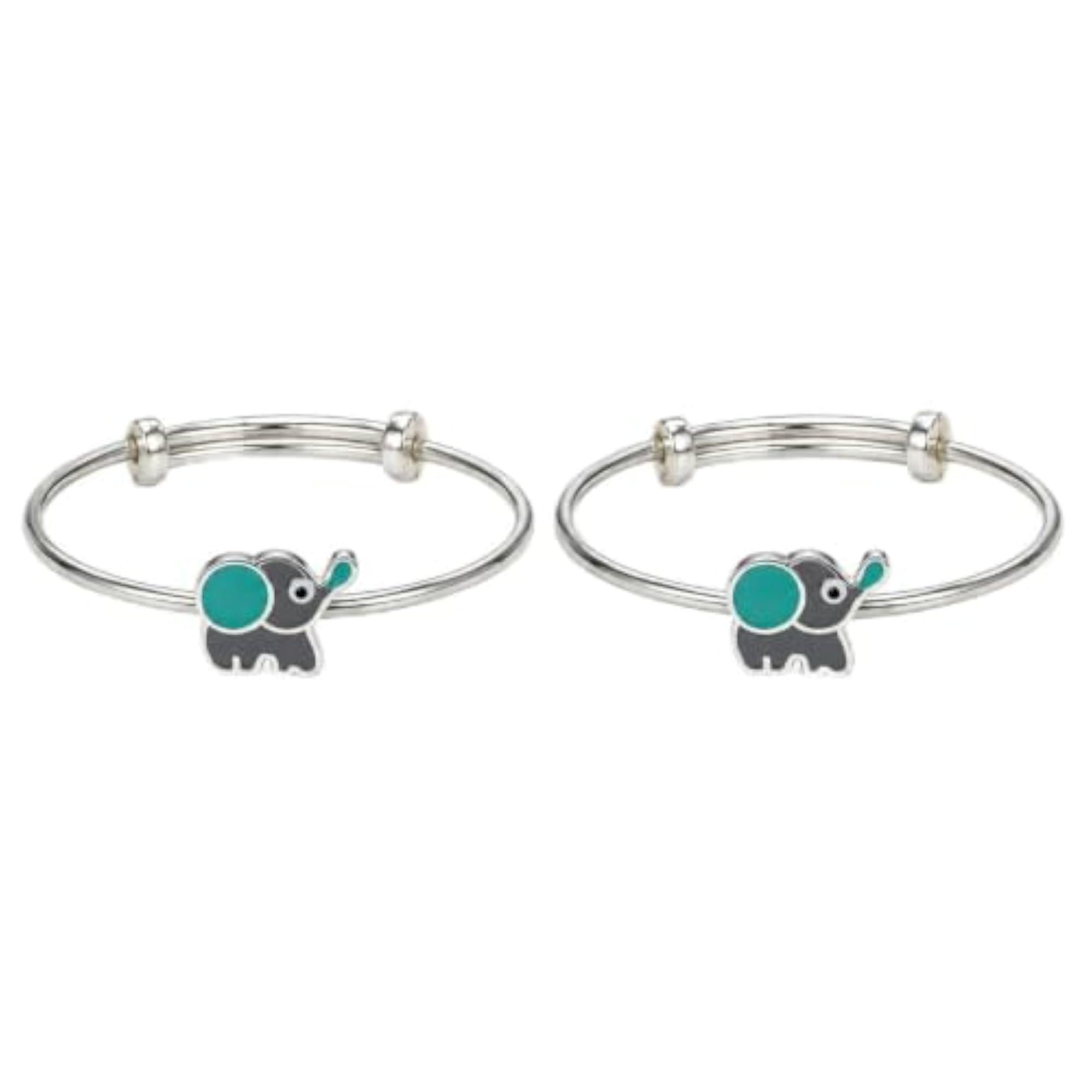 925 Sterling Silver Elephant Design Kids Kada, Adjustable