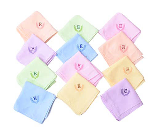 Image of ANTONIA Personalized Cotton Women's Handkerchiefs with Embroidered Initials, Assorted Colours (33 cm x 33 cm)