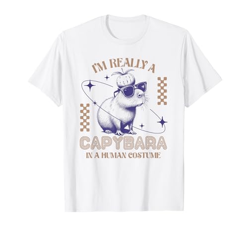 Divertido capibara en disfraz humano lindo amante de los animales retro divertido Camiseta