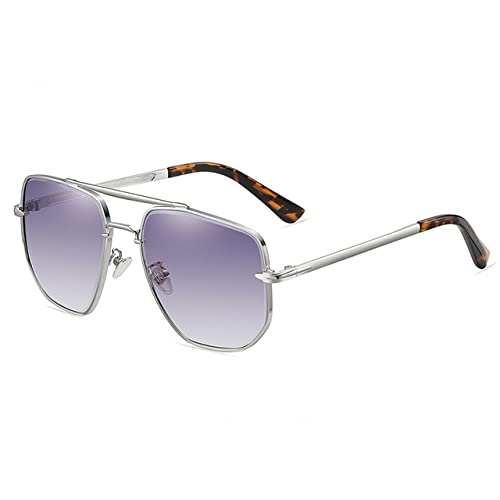 Lunettes de soleil pilote pour hommes monture en métal argenté C2