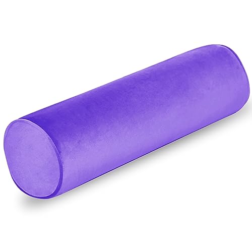 Neck Roll Pillowcases with Zipper - Full Moon Bolster/Round Cylinder Pillow Case Covers for Bedroom, Living Room, Sofa - Solid Color Neck Cervical Pillowcase Cover 24 x 6 (Purple)