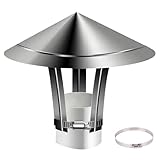 Schornsteinabdeckung Edelstahl 50mm 60mm 100mm 120mm 200mm Dach Rauchrohr Regenhaube Ofenrohr Kaminhaube Aussen Kaminabdeckung Lüftungsaufsatz For Abgasrohr(60mm/2.4in)