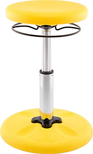 Image of Kore Kids Adjustable Wobble Stool, Ages 6-11, 14-19in Tall, Yellow | Flexible seating for classroom and home boosts focus, improves posture and channels energy; anti-tip base; Made in USA