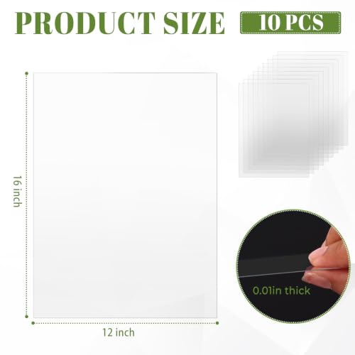 Image of TKOnline 10 PCS Plexiglass Sheets, 12 inch x 16 inch x 0.01 Clear PET Sheet Panels, Clear Acrylic Plastic Sheet for Picture Frame, Invitations, Poster Frames Plastic Board