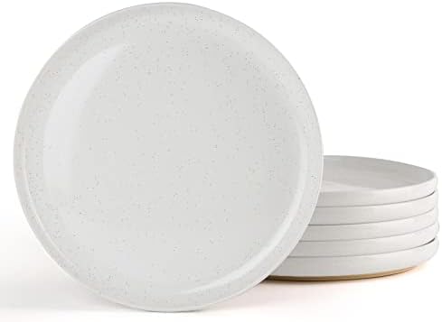famiware Milkyway Dinner Plate, 10.25 inch Plates for 6, Plate Set, Scratch Resistant, Stoneware Dinnerware, Kitchen Modern Rustic Serving Dishes, White