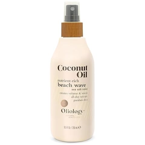 Oliology Coconut Oil Beach Wave Sea Salt Mist Spray - Creates Volume and Tousled Waves, Texture and Style that Lasts All Day (8 Oz) Cover