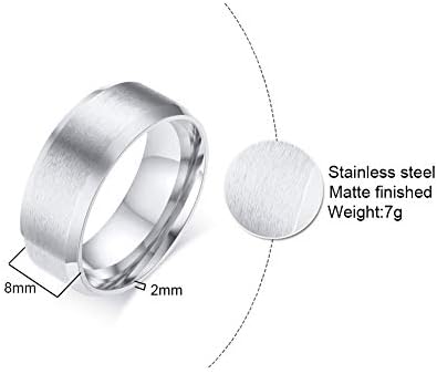VNOX Customisable Personalised Stainless Steel Brushed Finish Round Simple Band Ring for Men,Size J 1/2-Z 1/2,Free Engraving