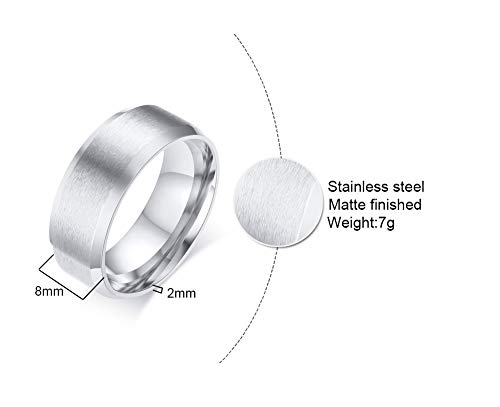 VNOX Customisable Personalised Stainless Steel Brushed Finish Round Simple Band Ring for Men,Size J 1/2-Z 1/2,Free Engraving
