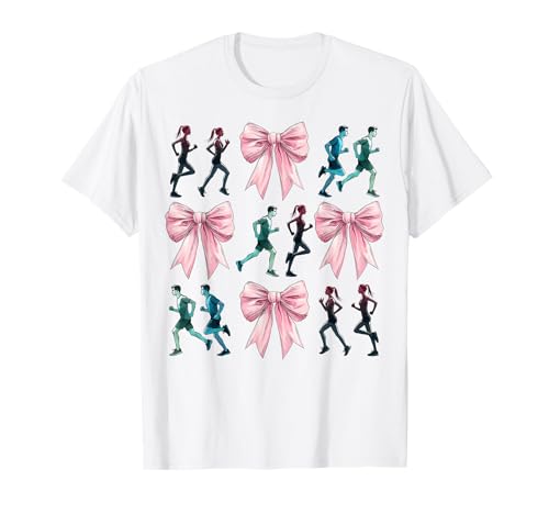 Coquette Bow Running Runner Maratona Rosa Festa della Mamma Mamma Maglietta