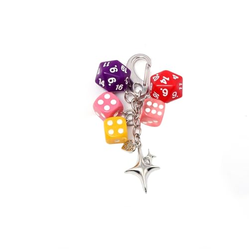 FunBoat Dice Keychain Charm, Mini Resin Lucky Handbag Bag Crystal Key Chain, Colorful Key Chain Trinket Ornament Accessory (Color)