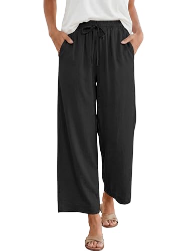 ANRABESS Women Wide Leg Capri Pants Summer Palazzo High Waisted