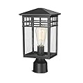 Diyel Outdoor Post Light Fixture, Modern Exterior Pillar Lantern with Black Finish & Seeded Glass, Pole Light for Garden, Backyard, Courtyard, Patio, Porch, RZ009-P BK