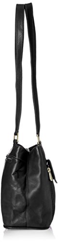 Double Compartment Shoulder Bag, Black, One Size3
