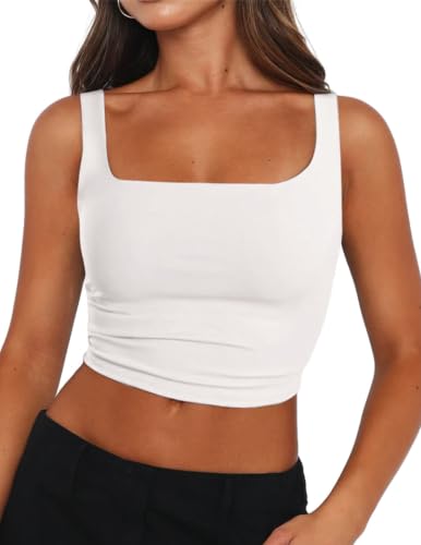 Zeagoo Women Summer Square Neck Double Layer Tank Tops Fitted Basic Sleeveless Shirts - image 1